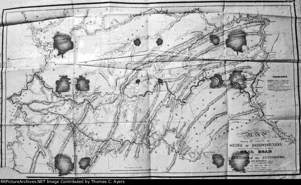 Canal & Railroad Map Of Pennsylvania, c. 1846